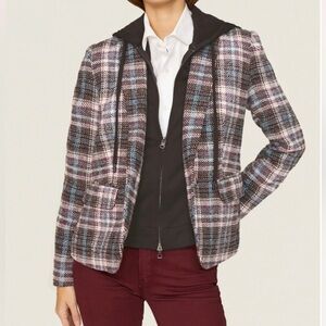 Central Park West Monte Plaid Dickie Hoodie Black White Blazer Women’s size S